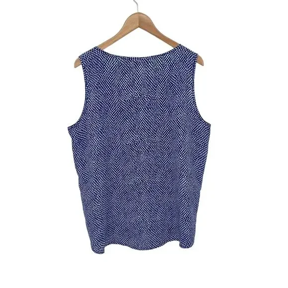 Chico’s blouse women's XL blue white polka dot button front tank sleeveless top - Picture 3 of 10